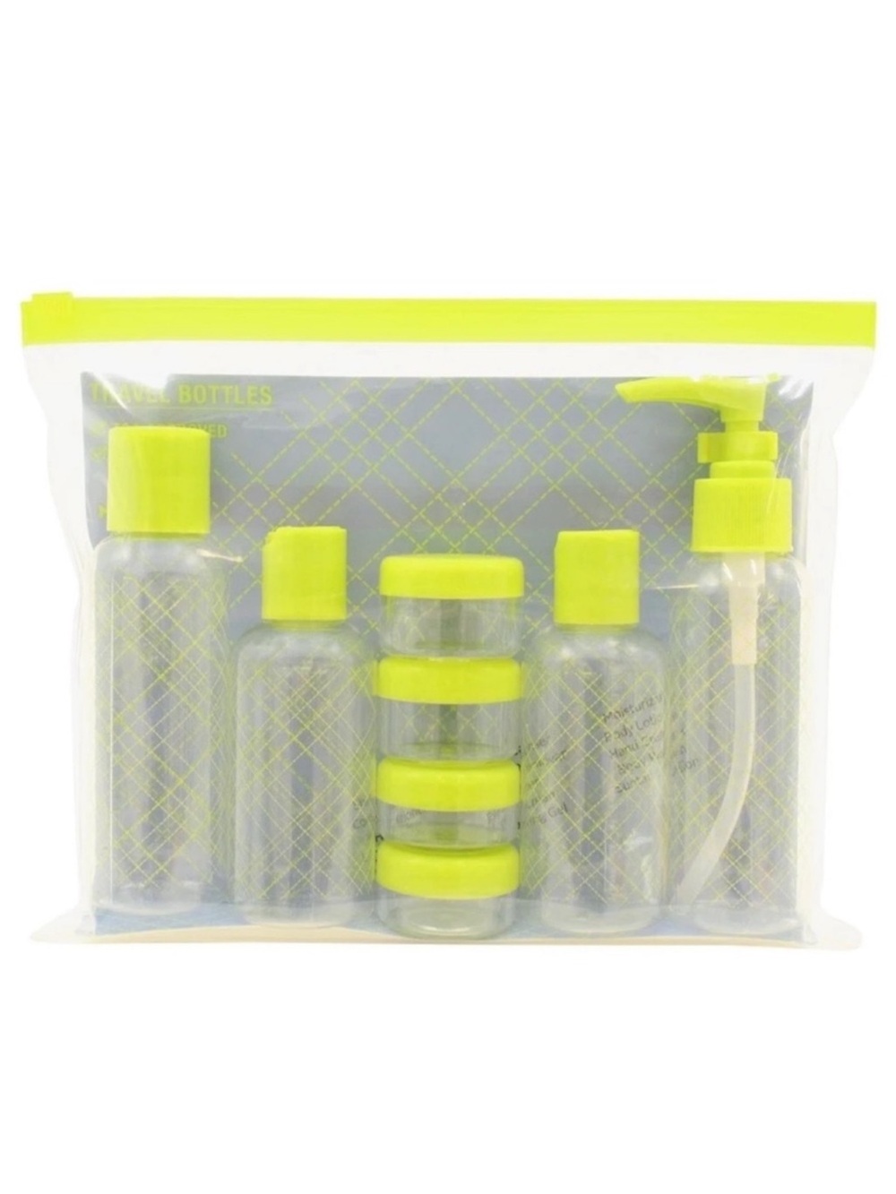 8 Travel Bottles & Bag in Dillon Quilt Periwinkle Green by MYTAGALONGS